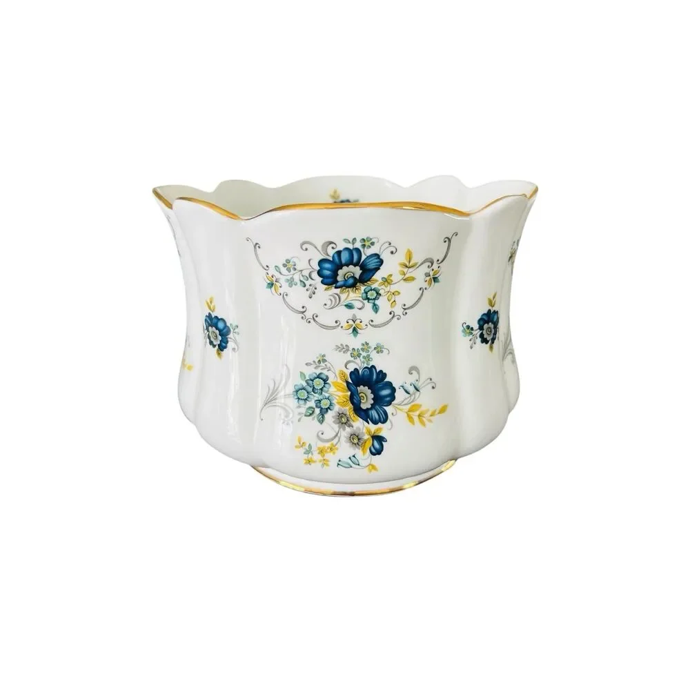 Royal Tara Blue Corn Flower Fine Bone China Cachepot Planter Vase Galway Ireland